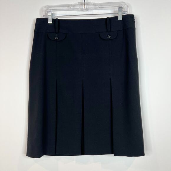 Ann Taylor LOFT Dresses & Skirts - Ann Taylor LOFT Pleated Mini Skirt Size 10 Black Minimalist Lined Belt Loops